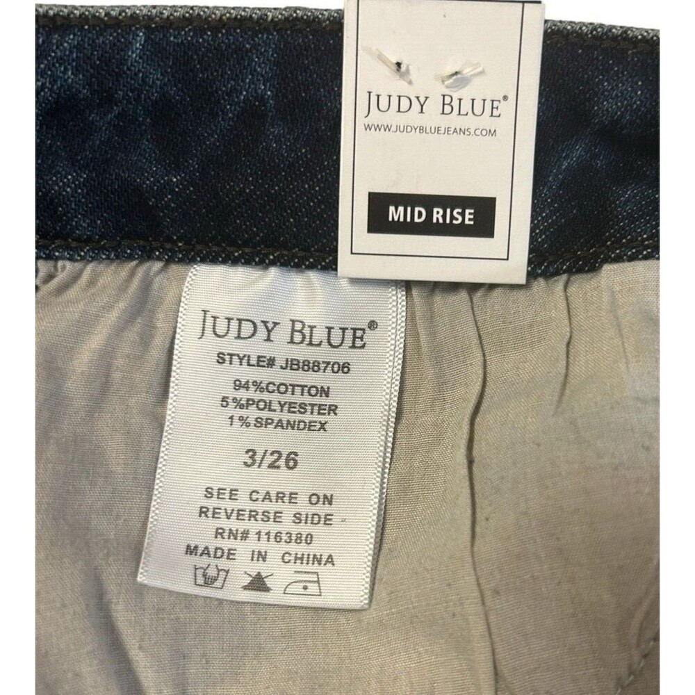 Judy Blue Jeans Demin Boyfriend Buffalo Plaid Patch Mid Womens Sz 3 / 26 - Picture 11 of 11